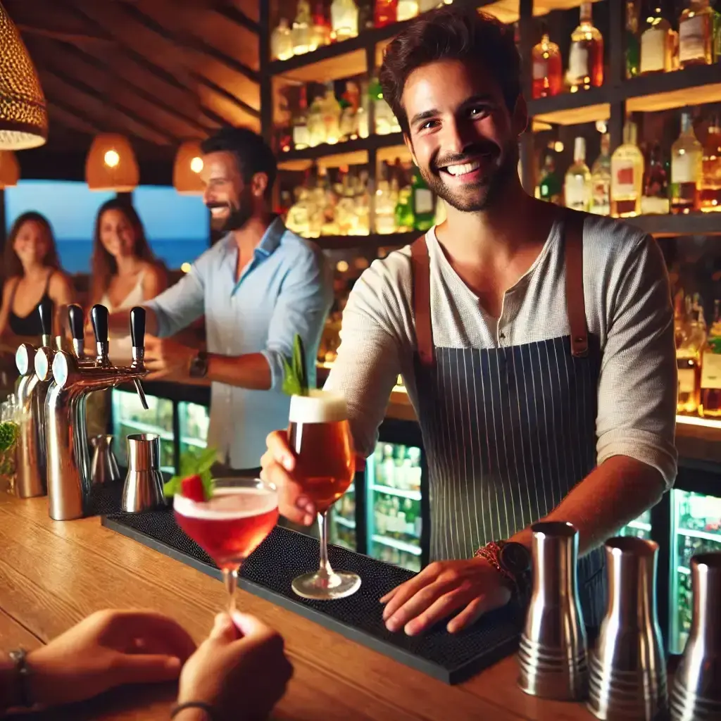 Bartender serving drinks as part of a weekend package